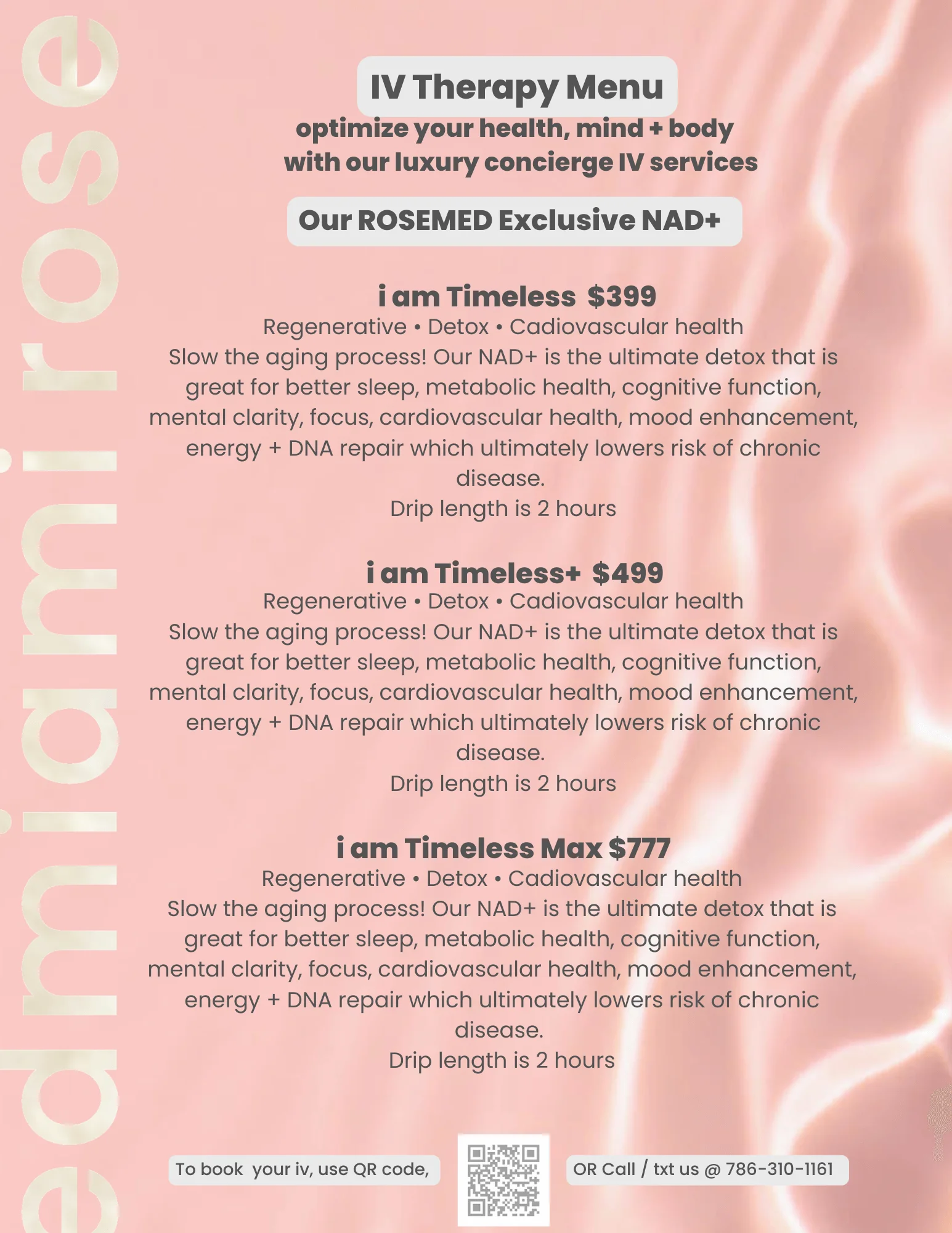 IV Therapy Four Menu | Rose Med Miami in FL