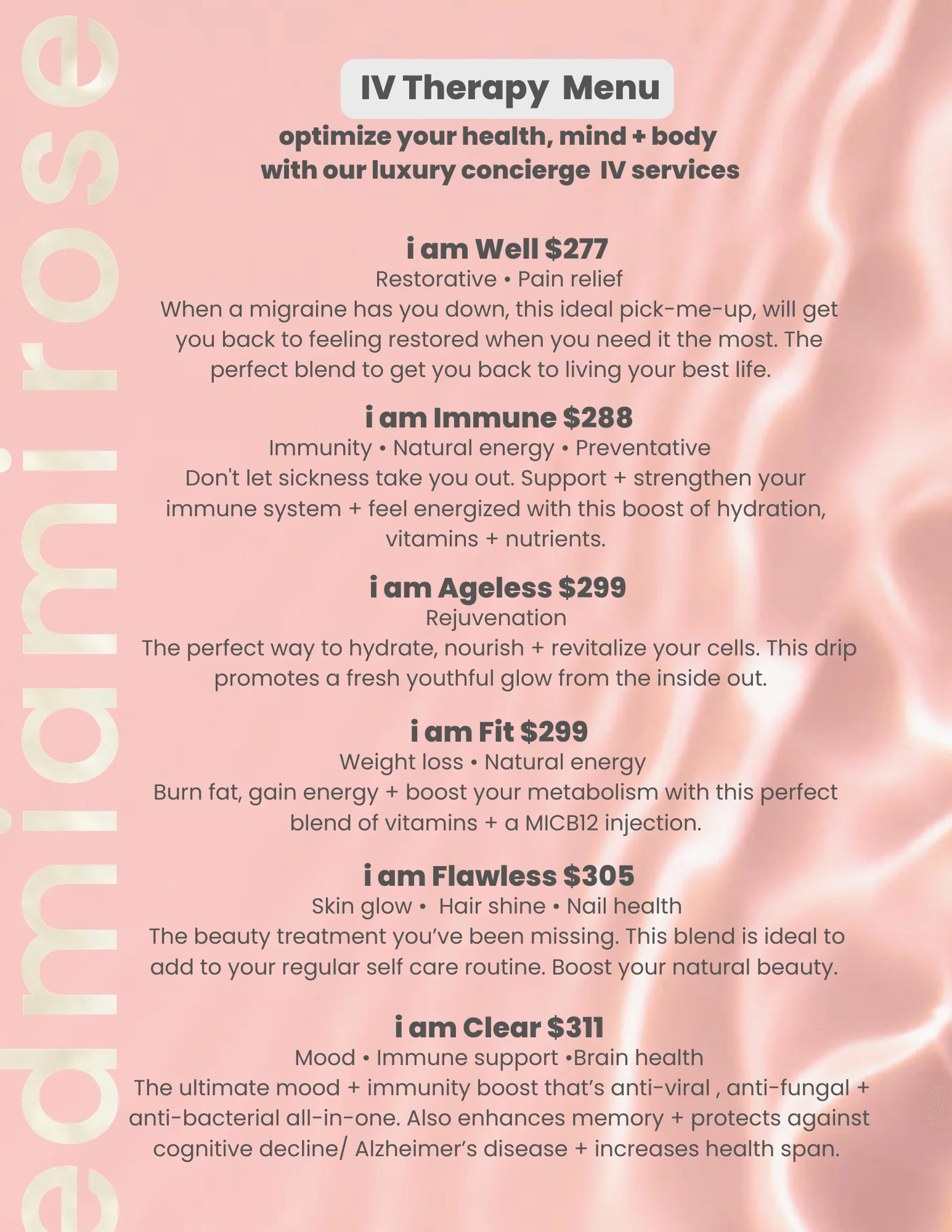 IV Therapy Two Menu | Rose Med Miami in FL