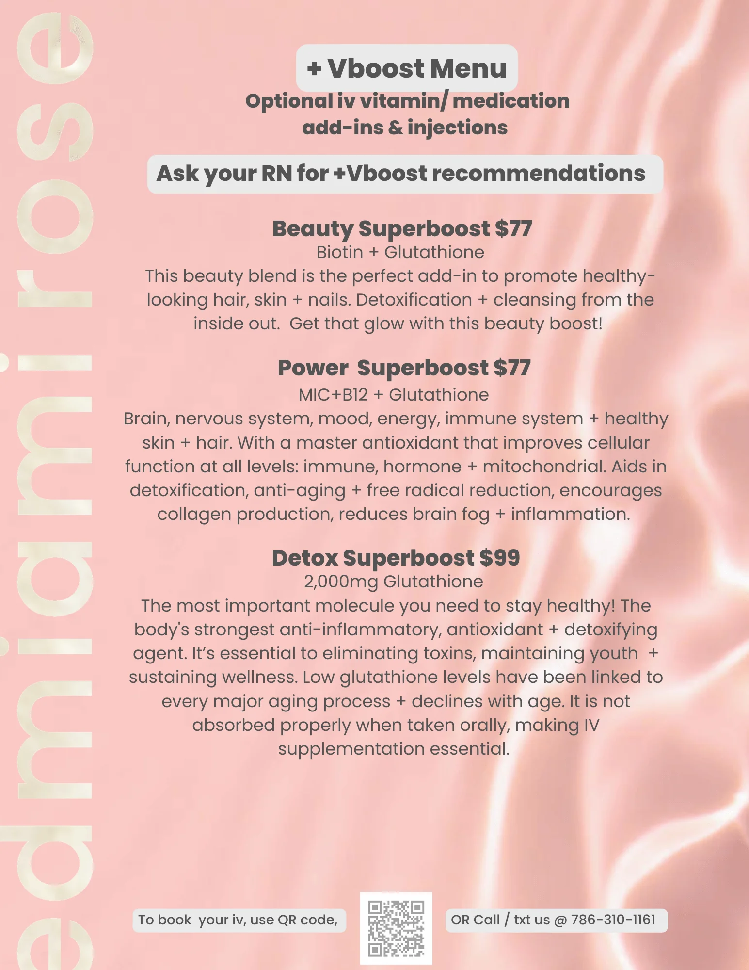 Vboost Six Menu | Rose Med Miami in FL